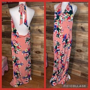 XL Halter Floral Maxi Dress